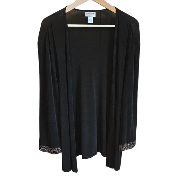 Chico's Travelers Stretchy Embellished Cartigan Brown Women's 2 (Large) - Picture 1 of 8